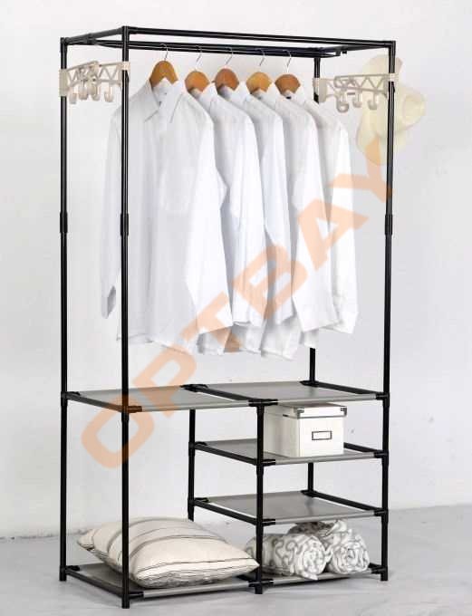Шкаф открытый с полками и вешалками для одежды